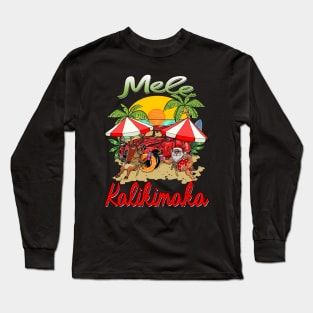 Mele Kalikimaka Hawaiian Christmas Hawaii Surfing Long Sleeve T-Shirt